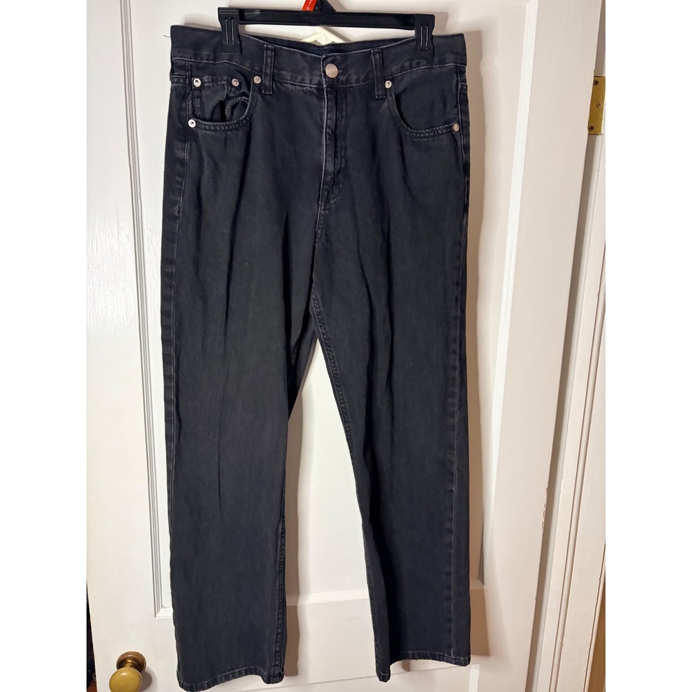 Aeropostale‎ 90s Baggy Jeans Womens 10 High Rise Washed Black Straight Leg Denim